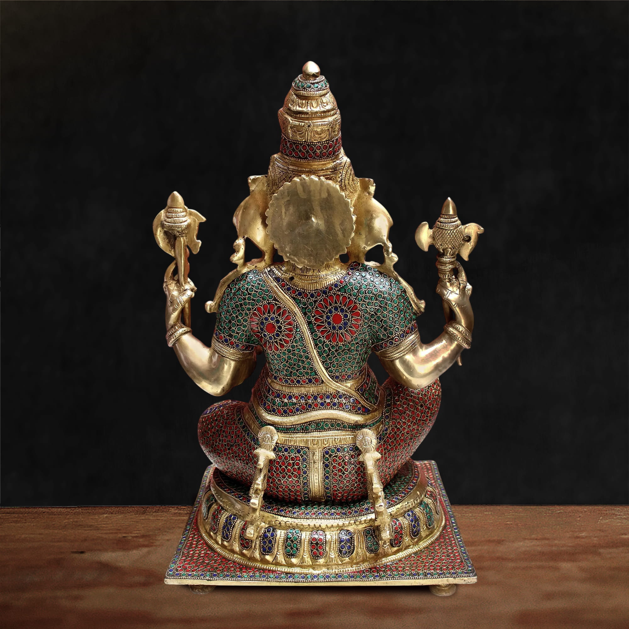 Handcrafted Brass Meenakari Ganesha Statue - 20 inches - Image 2