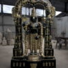 Luxury handcrafted black and antique gold Lord Venkateswara Tirupati Balaji brass statue with ornate South Indian temple prabhavali for premium home and temple décor.