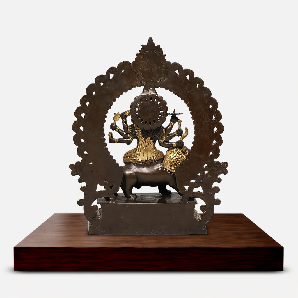 Handcrafted Brass Durga Idol Sitting on Lion - 14 inches - Image 4