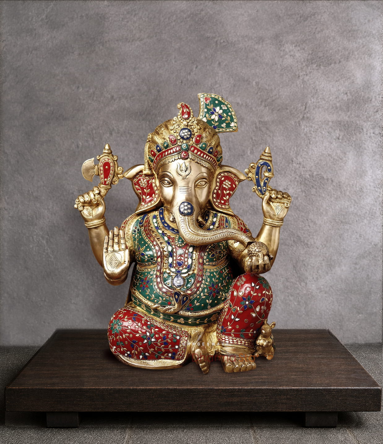 Brass Meenakari Lord Ganesha Idol - 21 inches