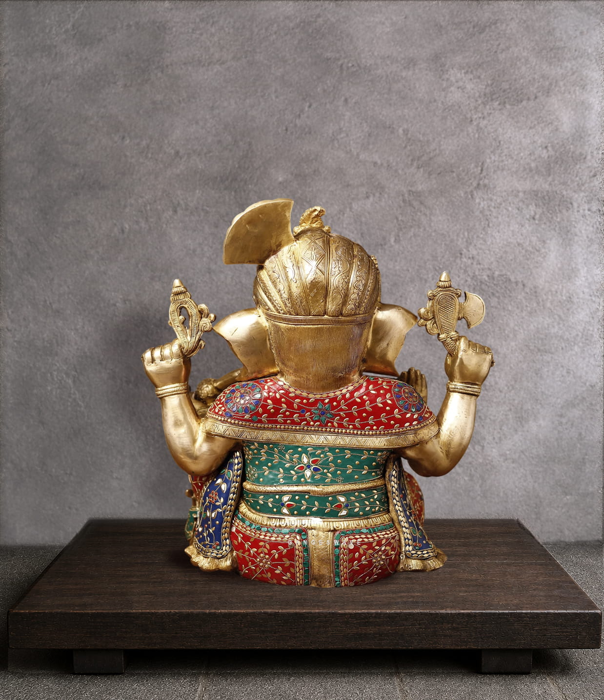 Brass Meenakari Lord Ganesha Idol - 21 inches - Image 2