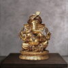 Antique brass Pagri Ganesha statue with turban, handcrafted Indian elephant god idol for puja and home decor