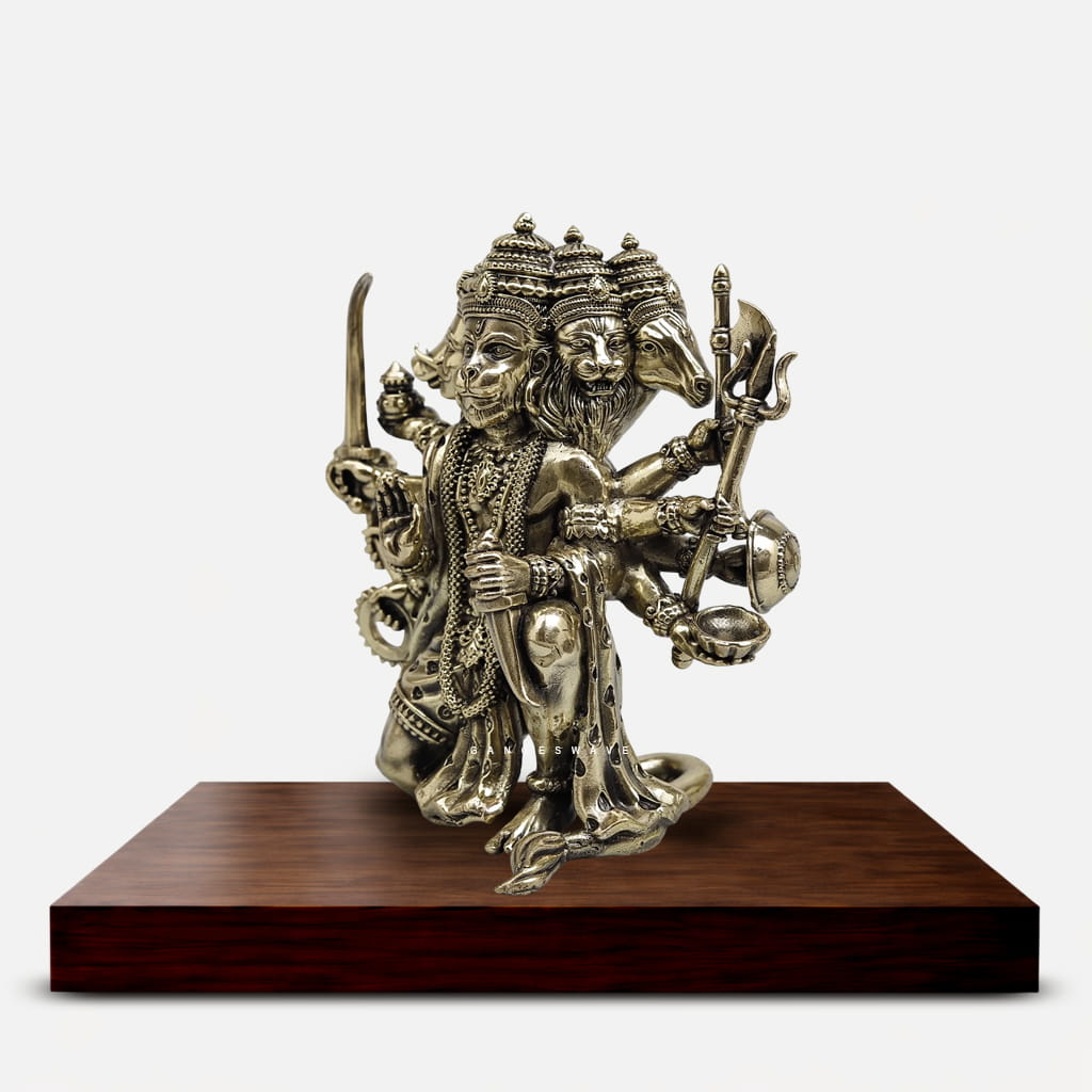 6 inch brass Panchmukhi Ganuman Murti
