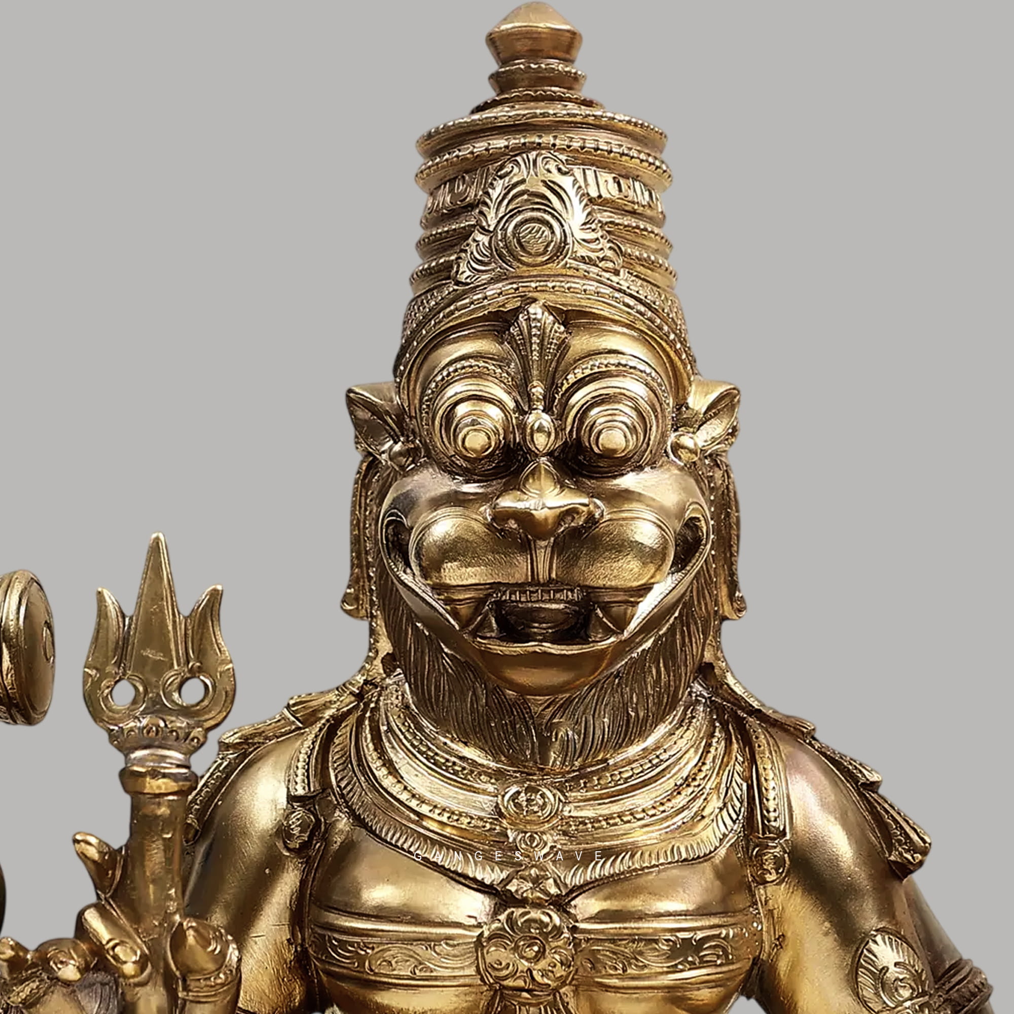 Premium Bronze Pratyangira Devi Statue on Lion - 15 inches - Image 7
