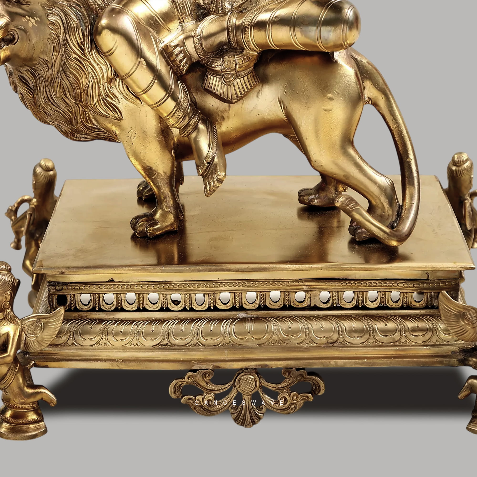 Premium Bronze Pratyangira Devi Statue on Lion - 15 inches - Image 8