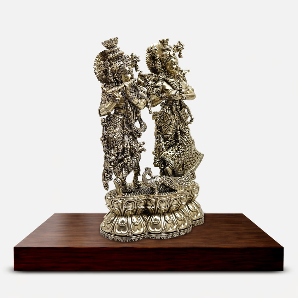 9.5 inches superfine brass Radha Krishna Idol - Image 2