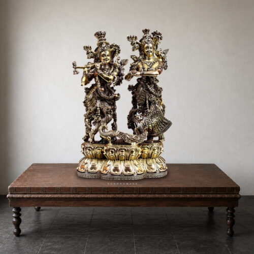 Superfine Brass Radha Krishna Idol - 8 inches