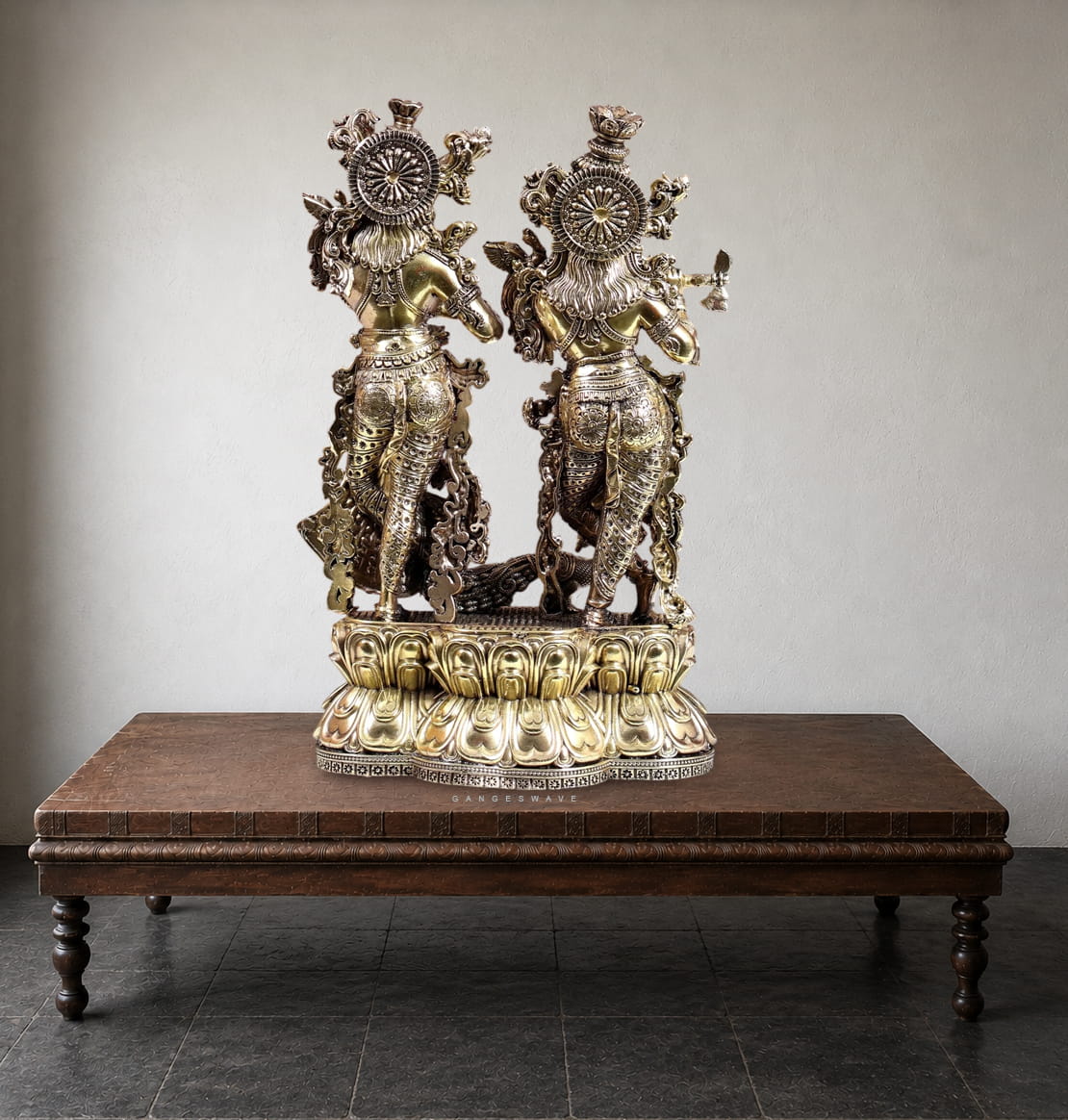 Superfine Brass Radha Krishna Idol - 8 inches - Image 3