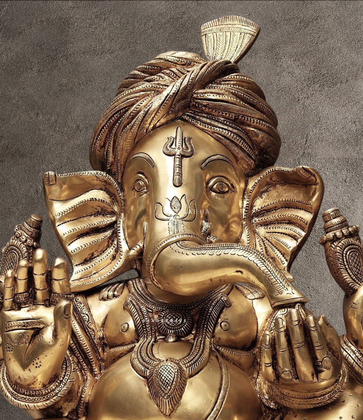 Brass Pagri Ganesha Idol - 20.5 inches - Image 3