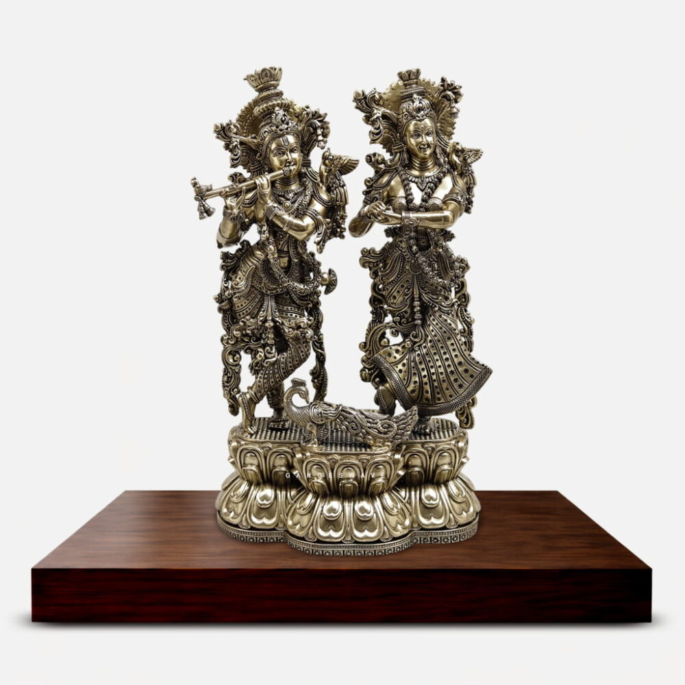 9.5 inches superfine brass Radha Krishna Idol