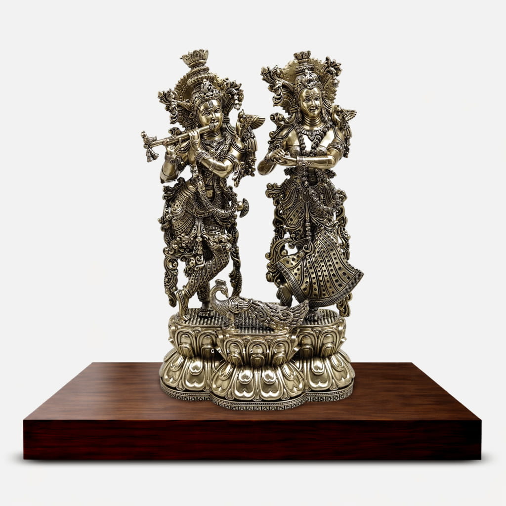 9.5 inches superfine brass Radha Krishna Idol