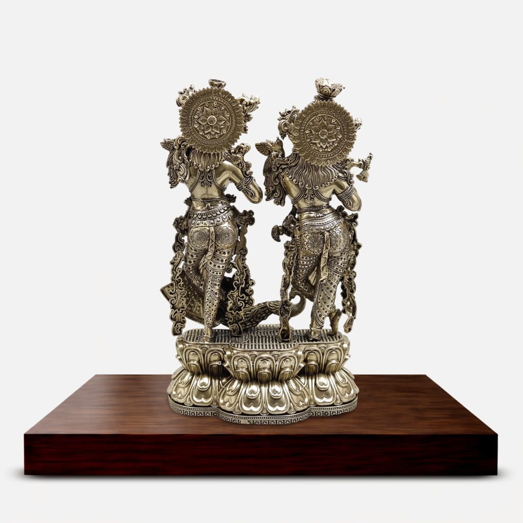 9.5 inches superfine brass Radha Krishna Idol - Image 4