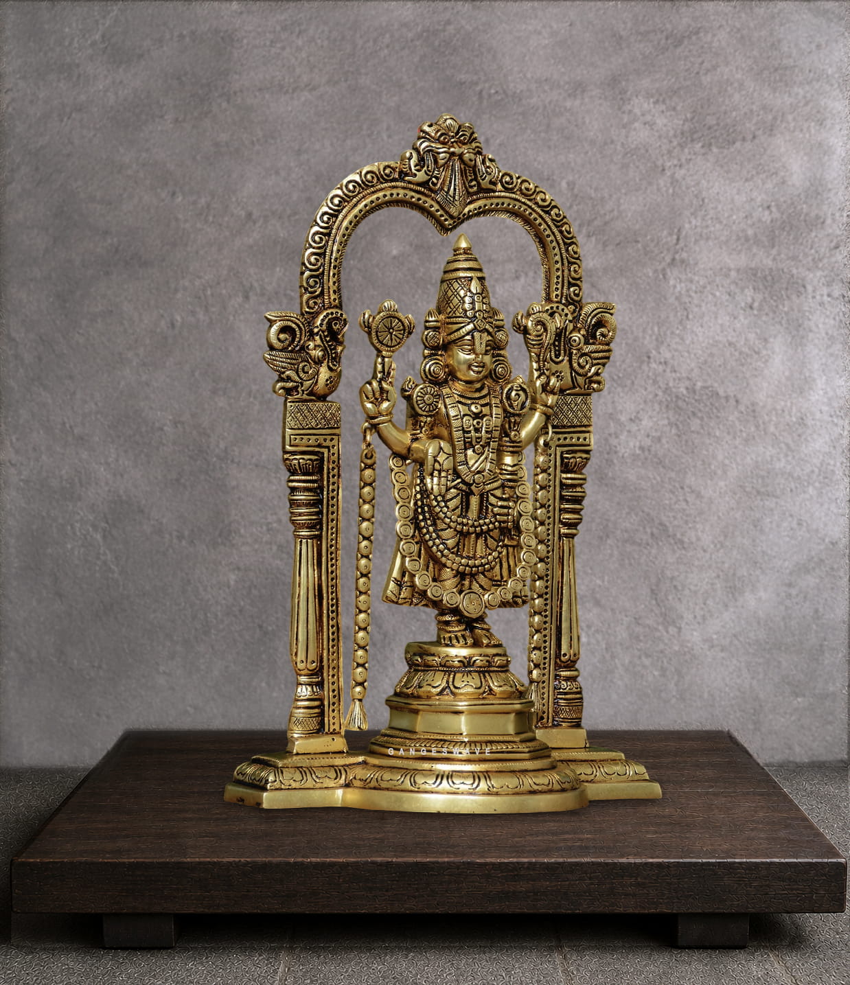 14 inches Brass Tirupati Balaji Statue with Prabhavali | Venkateswara Idol - Image 3