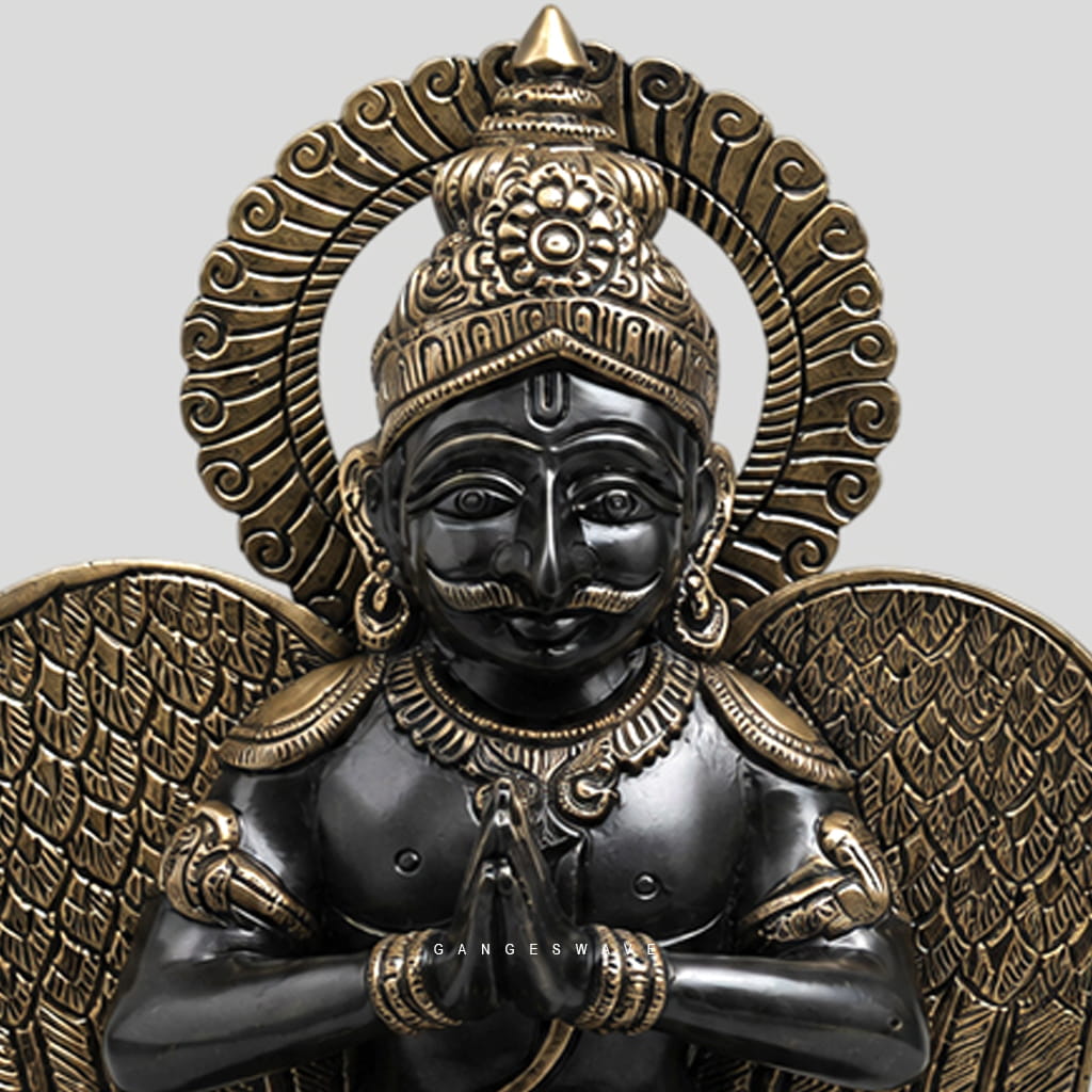 Antique Finish Brass Garuda Idol Statue - 12 inches - Image 7