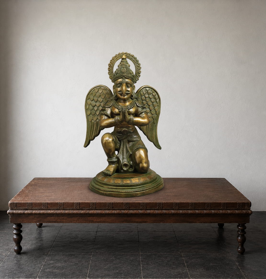 Vintage Finish Brass Garuda Statue - 27 inches