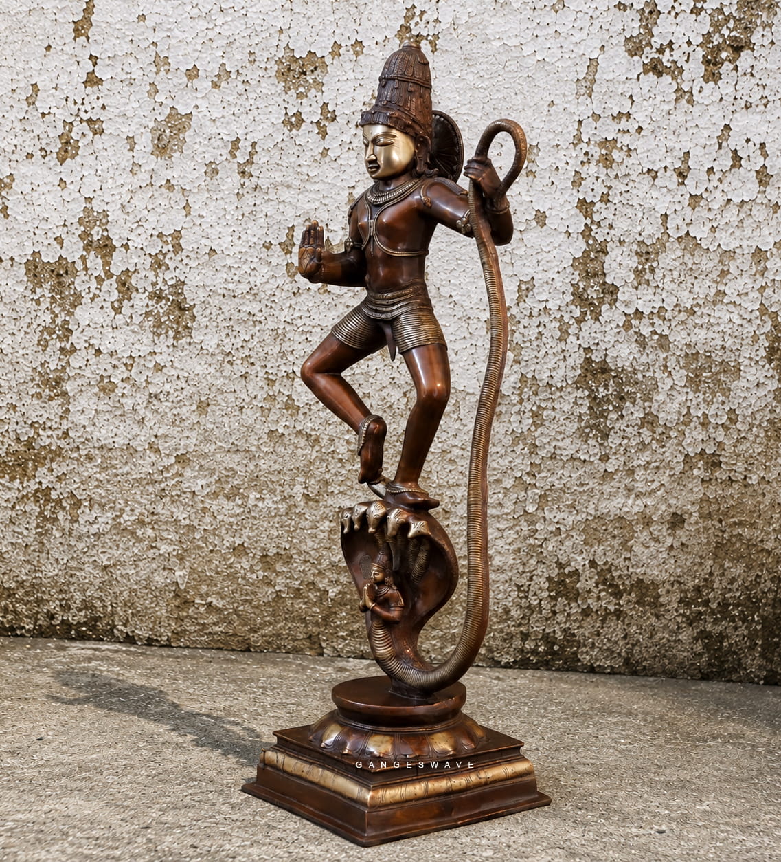 Krishna Kaliya Mardana Brass Statue - 46 inches - Image 4