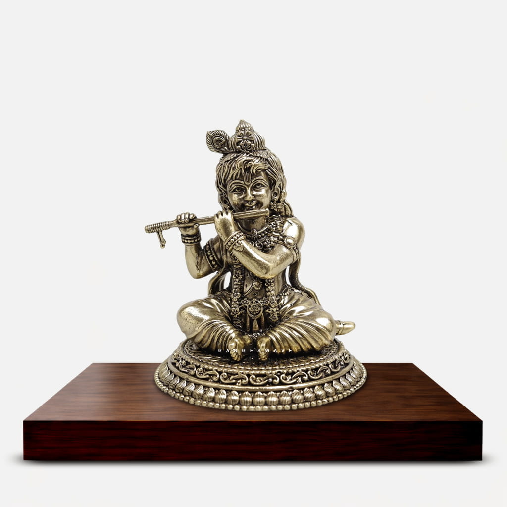 Superfine brass Bal Krishna statue playing flute