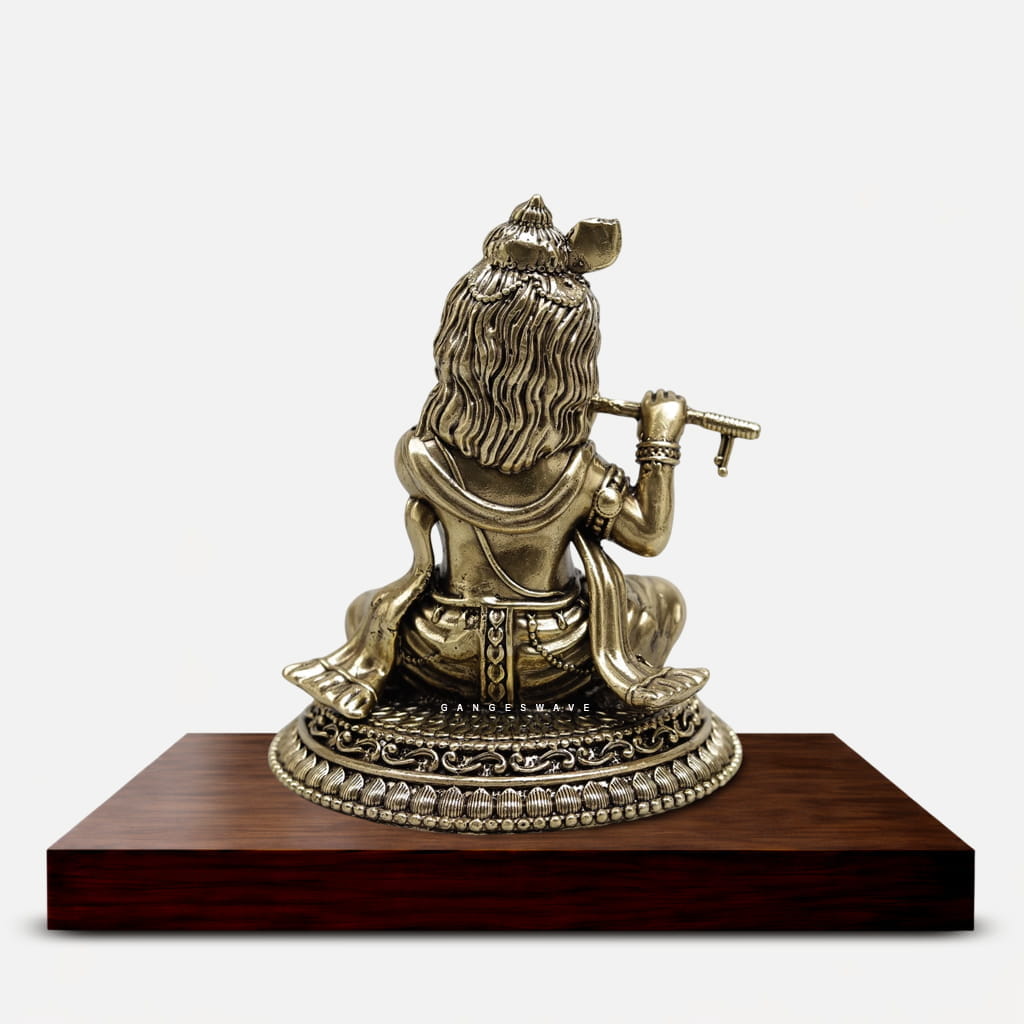 Superfine Brass Bal Krishna Statue with Flute - 4 inches - Image 4