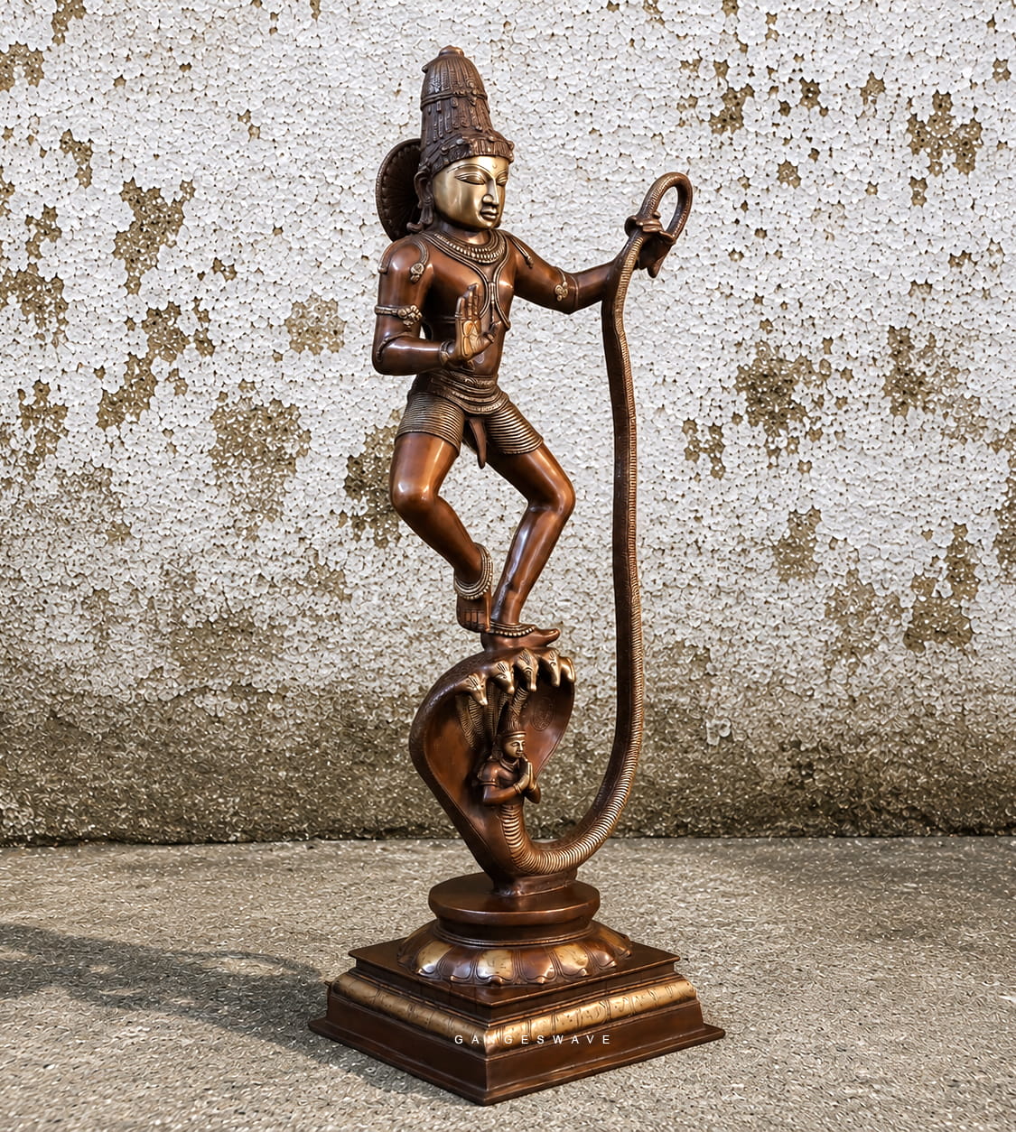 Krishna Kaliya Mardana Brass Statue - 46 inches - Image 2
