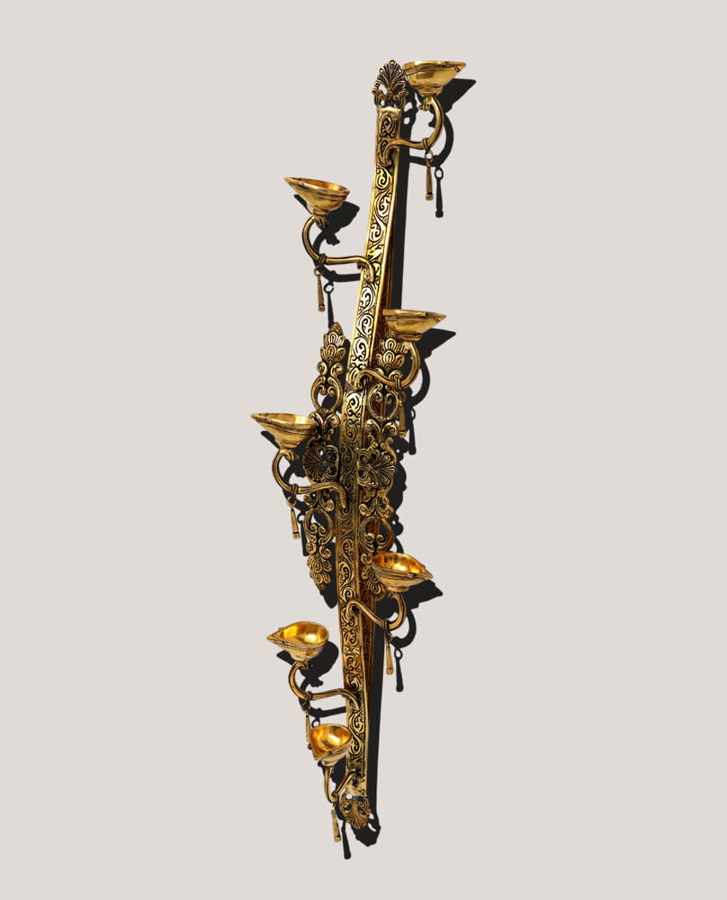 Decorative Brass Wall Diya Holder - 30 inch - Image 4