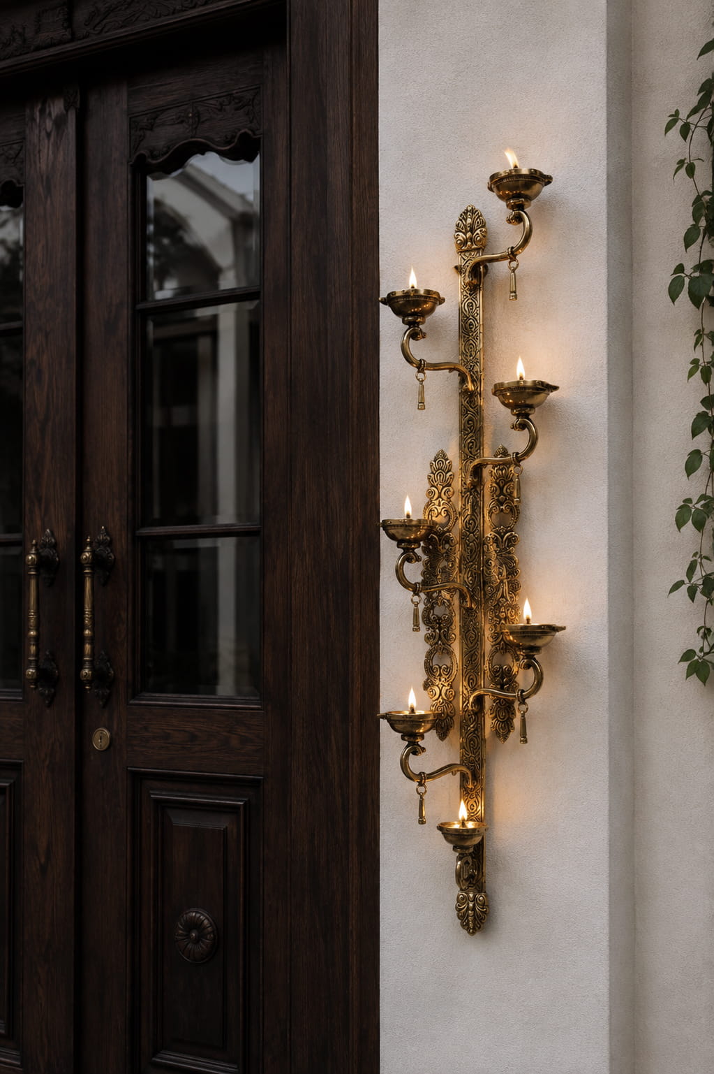 Decorative Brass Wall Diya Holder - 30 inch - Image 2