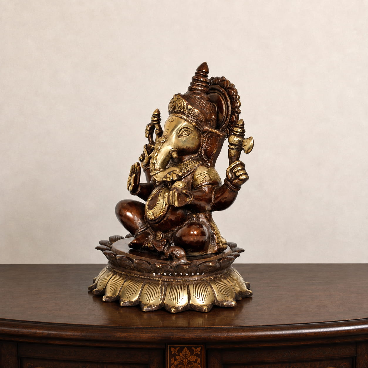 11 inches Ganesh Superfine Brass Statue for Home and Temple - Image 3