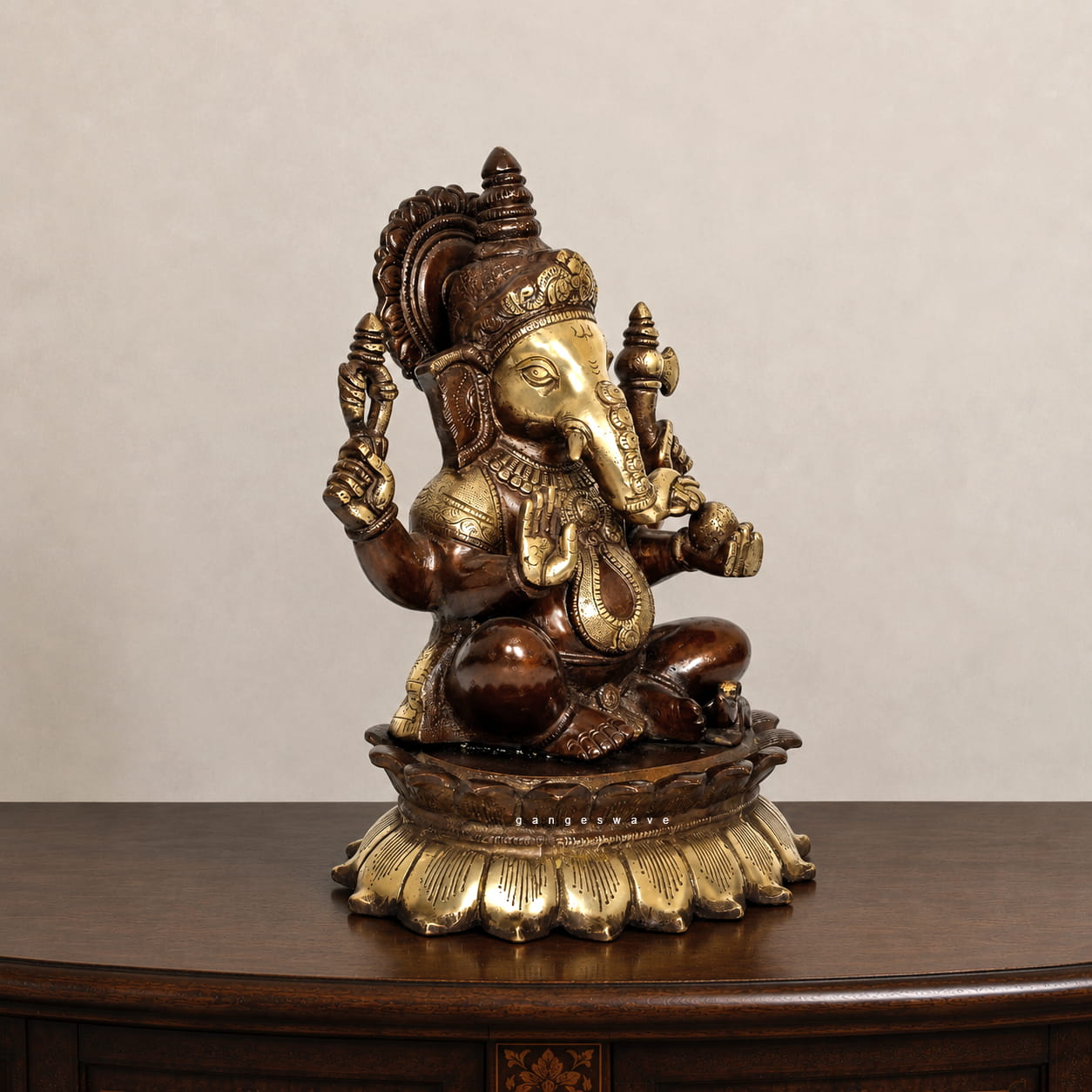 11 inches Ganesh Superfine Brass Statue for Home and Temple - Image 2