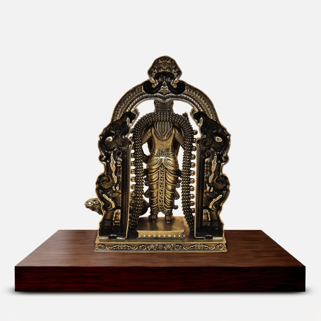 8 inches Superfine Brass Lord Murugan Idol with Peacock & Ornate Prabhavali (Copy) - Image 4