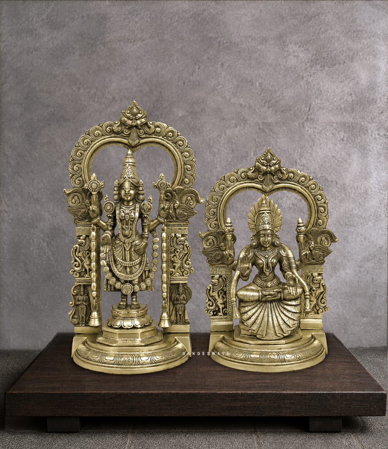 Balajai and Padmavati Devi Brass Idol with frame - 21.5 inches - Image 2