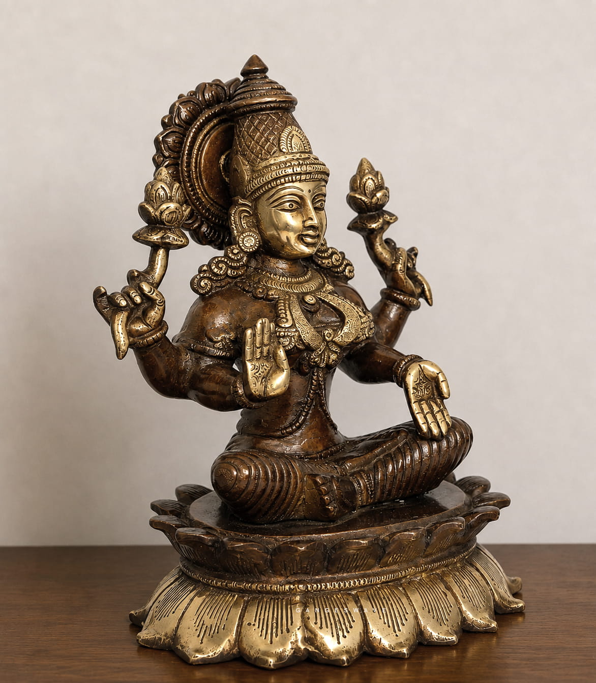 11 inches Lakshmi Ganesh Superfine Brass Idol - Image 7