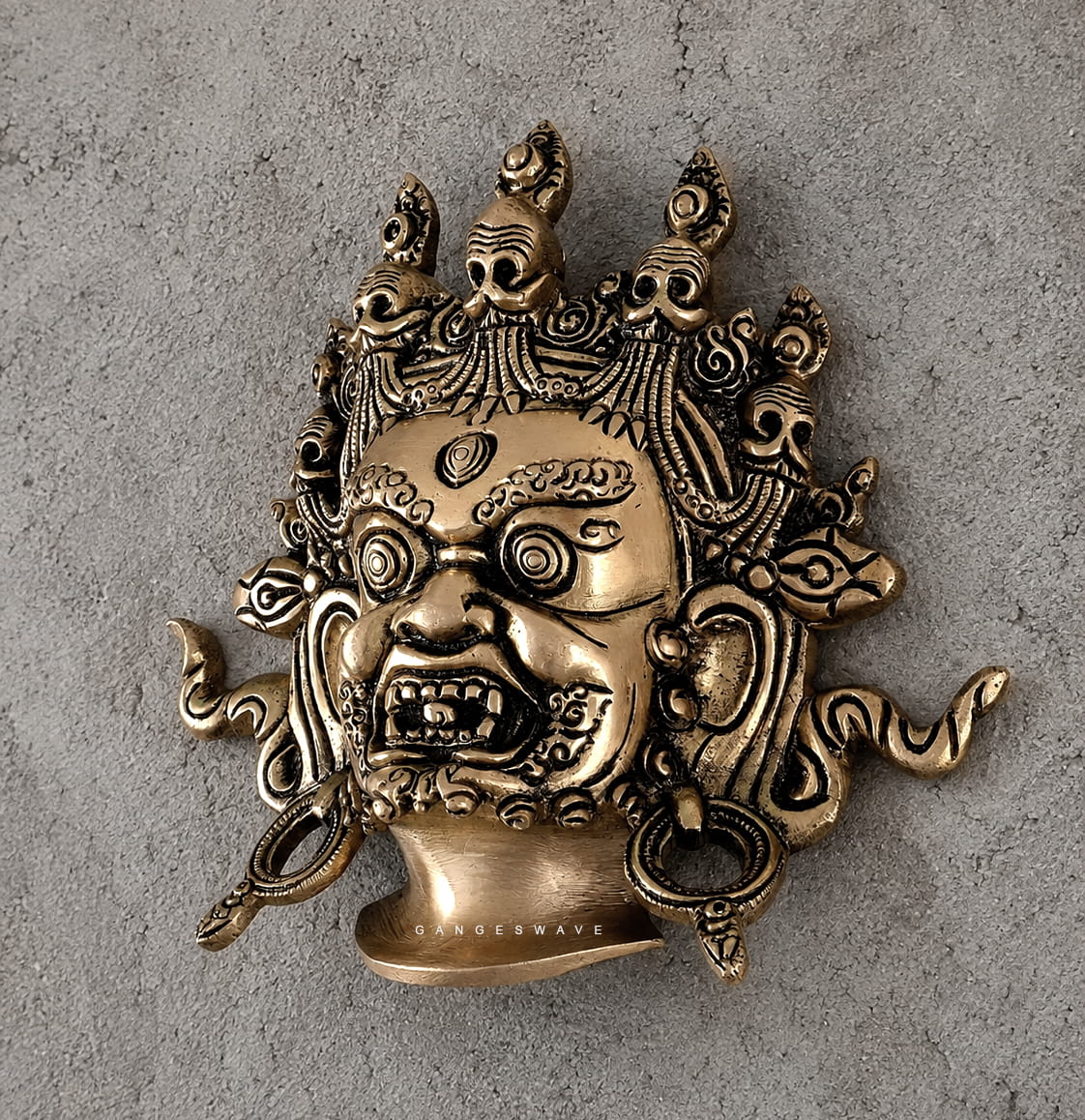 MahaKaal Jambala Face Brass Wall Hanging - Image 3