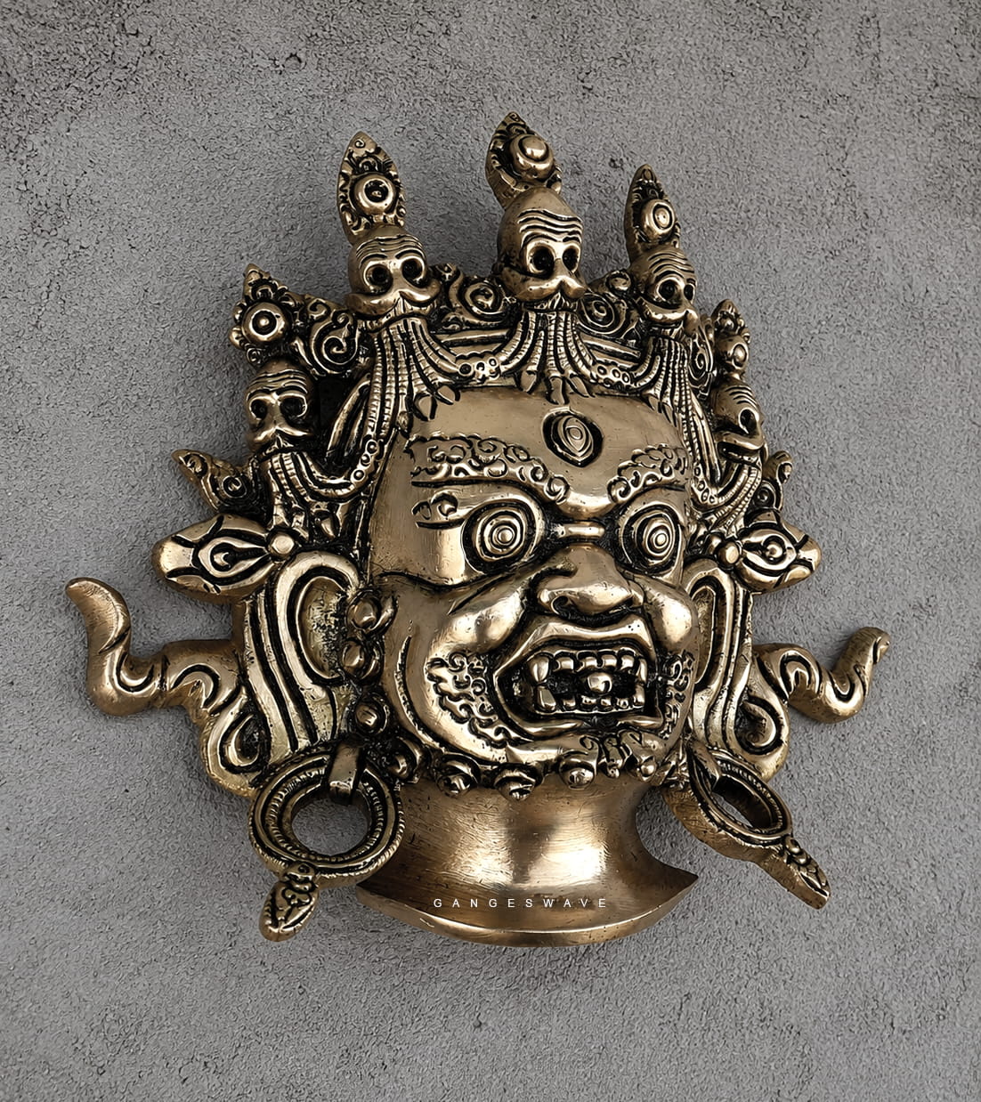 MahaKaal Jambala Face Brass Wall Hanging - Image 4