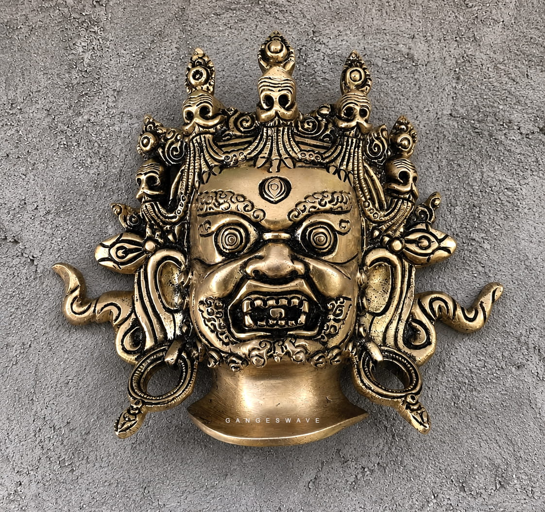 MahaKaal Jambala Face Brass Wall Hanging