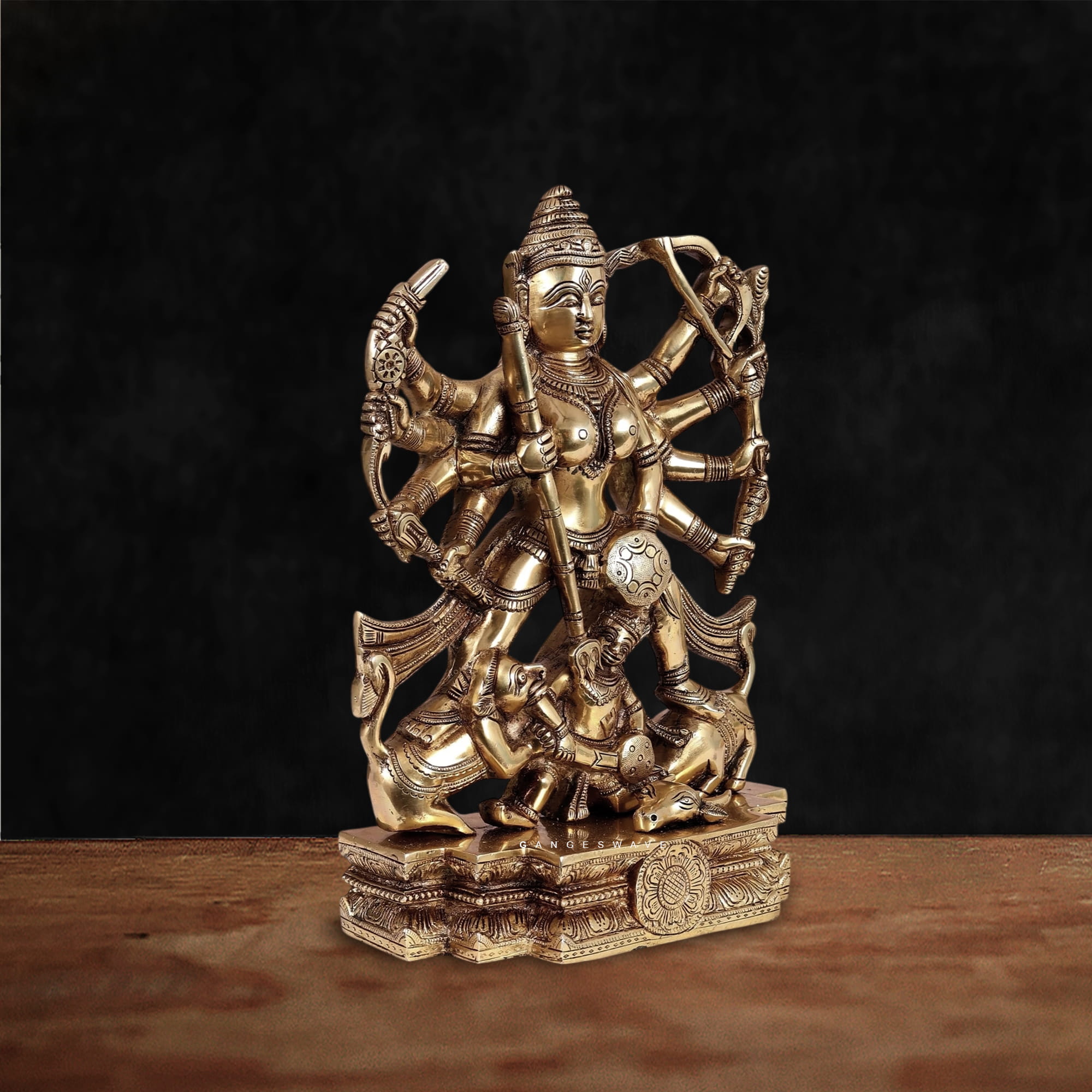 Brass Mahishasura Mardini Statue - 14 inch - Image 2