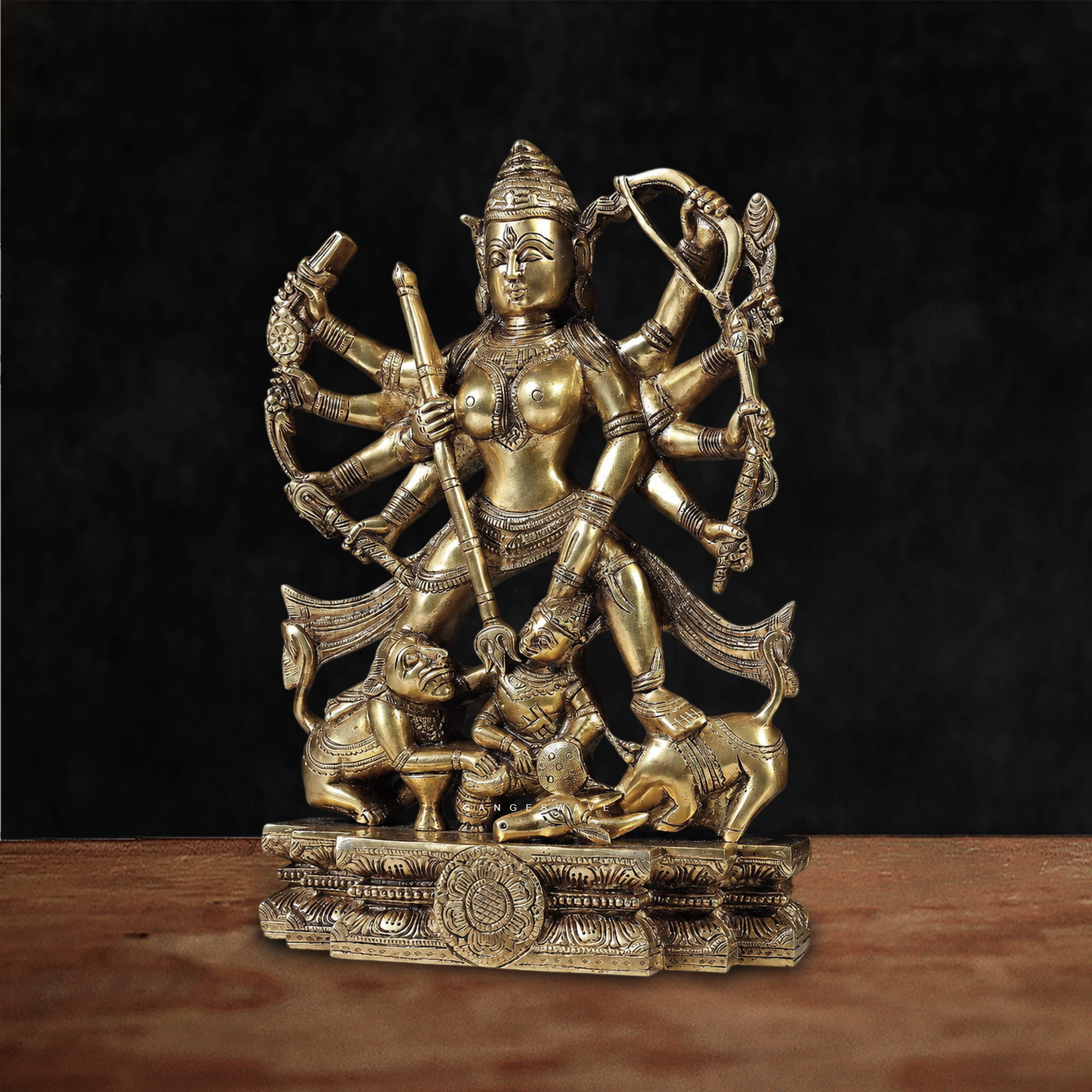 Brass Mahishasura Mardini Statue - 14 inch - Image 4