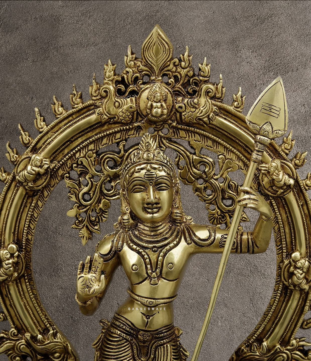Murugan Brass Idol with Prabhavali - 16.5 inches - Image 4