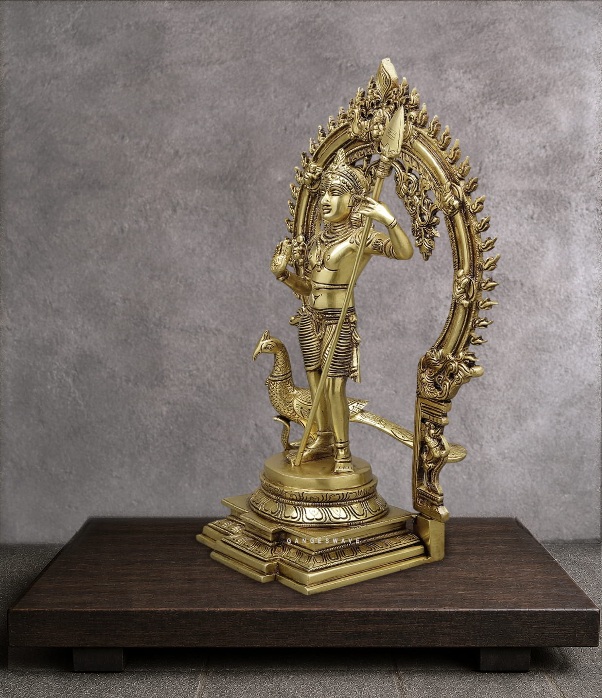 Murugan Brass Idol with Prabhavali - 16.5 inches - Image 5