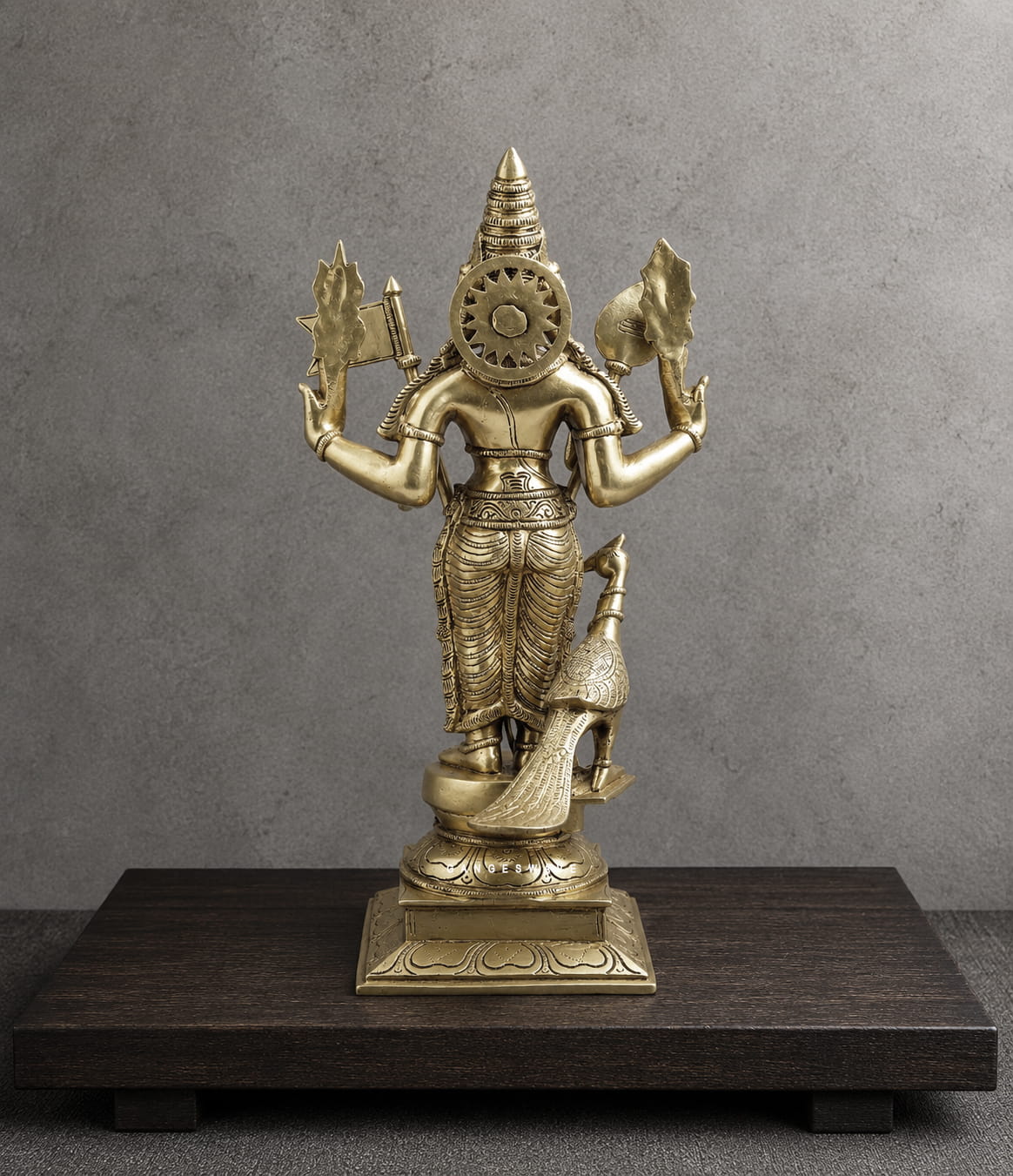 Brass Lord Murugan (Subramanya) Statue with Vel - 21 inches - Image 3