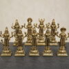 Premium handcrafted Brass Navagraha Idol Set featuring nine individually crafted planetary deities on lotus pedestals for home temple, Navagraha pooja, Vastu, and temple installation.