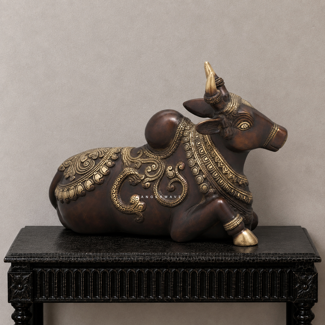 Nandi Brass Statue - 10 inch - Image 2