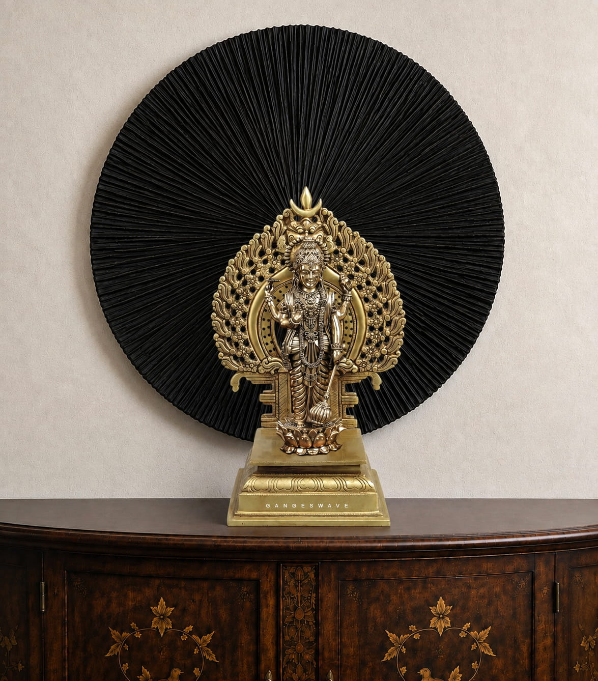 14-inch ornate brass Prabhavali arch for deity idol