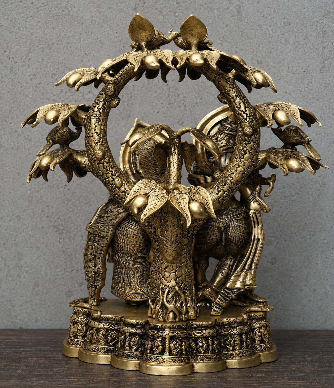 Radha Krishna Brass Statue Under Kadamba Tree - 30 inches - Image 4