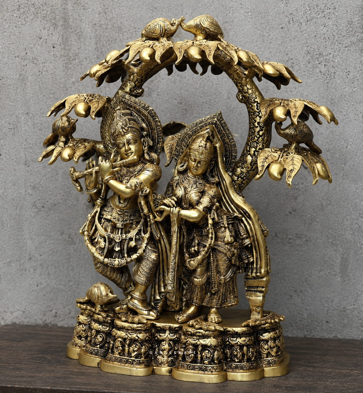 Radha Krishna Brass Statue Under Kadamba Tree - 30 inches - Image 5