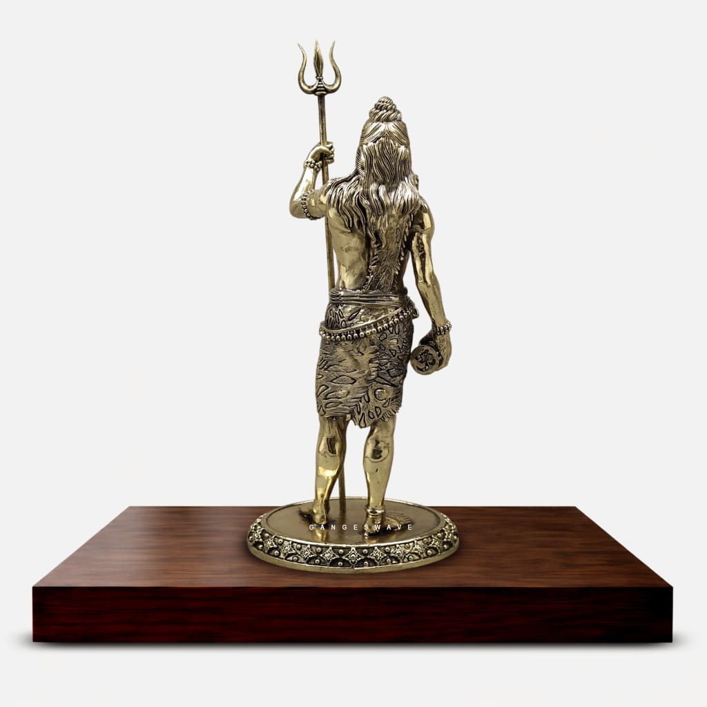11 inches Standing Lord Shiva Brass Statue – Handcrafted Mahadev Idol - Image 3
