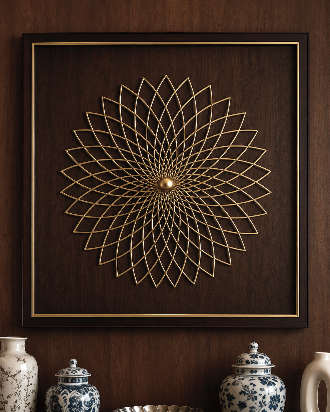 Luxury Brass Mandala Wall Art | Handmade Geometric Brass Wall Décor for Modern & Luxury Interiors - Image 2