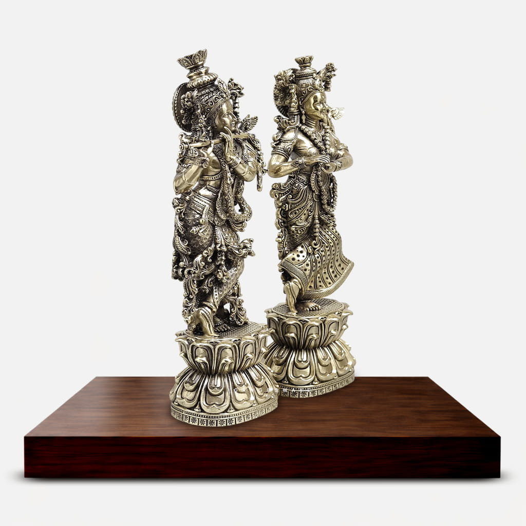11-Inch Premium Brass Radha Krishna Idol - Image 6