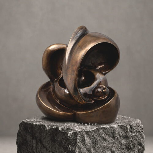Abstract Brass Ganesha Sculpture in charcal brown Patina - 17 inches