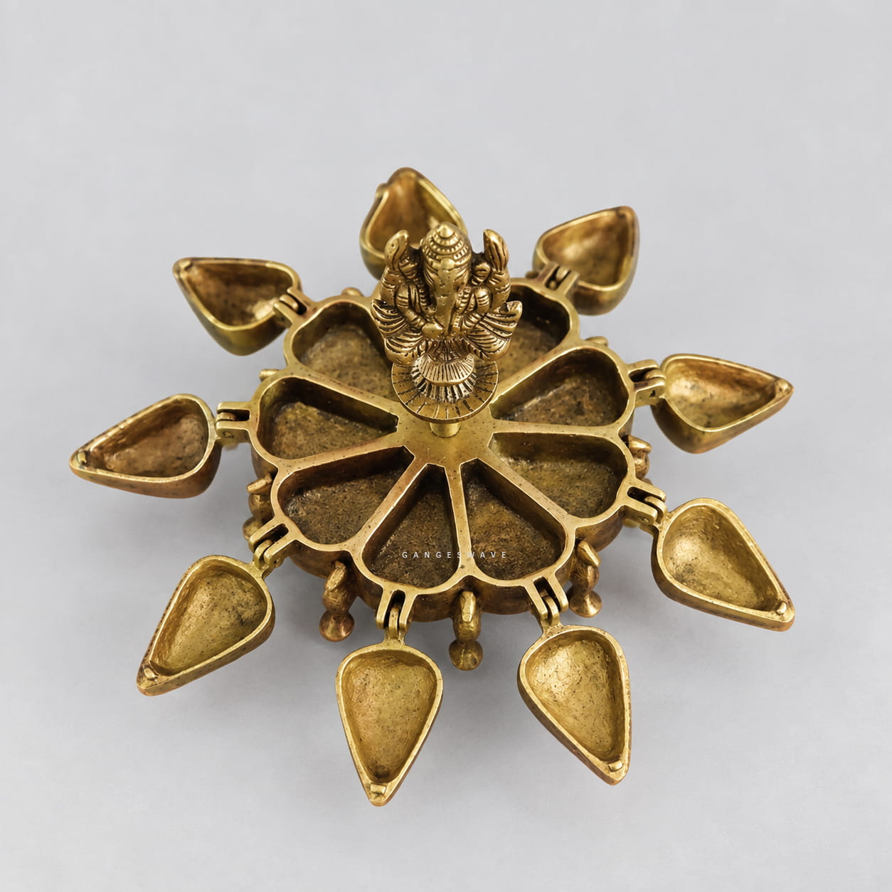 Brass Ganesh Kumkum Holder | Vintage Finish Multi-Compartment Sindoor Box - Image 3