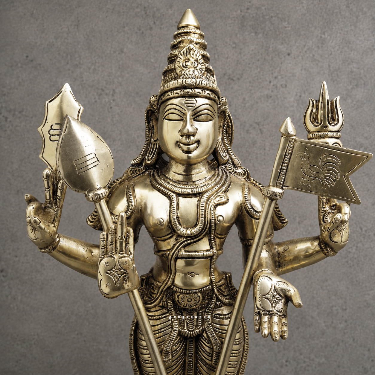 Brass Lord Murugan (Subramanya) Statue with Vel - 21 inches - Image 2