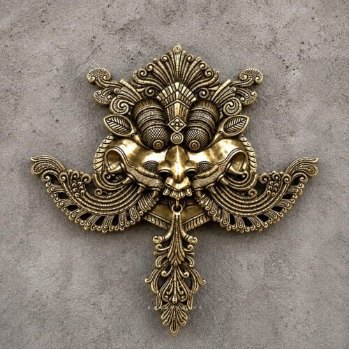 Kirtimukha Brass Wall Hanging - 18 inch